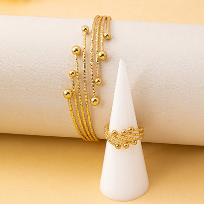 2pc Beaded Coil Bracelet & Ring Set