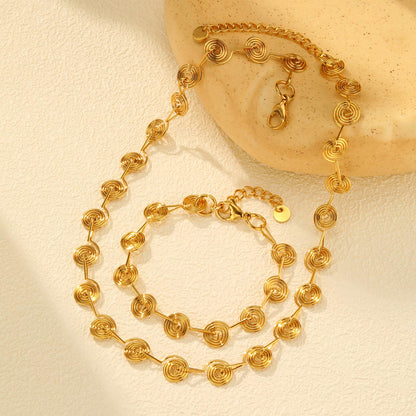 2pc Spiral Link Necklace & Bracelet Set