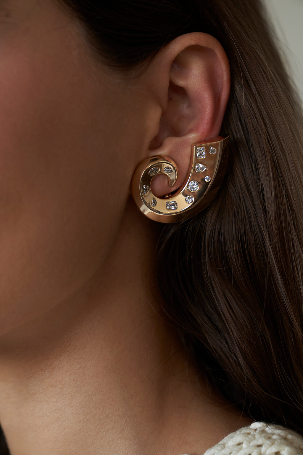 Zircon Conch Stud Earrings