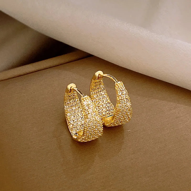 Wide Pave Crystal Hoop Earrings