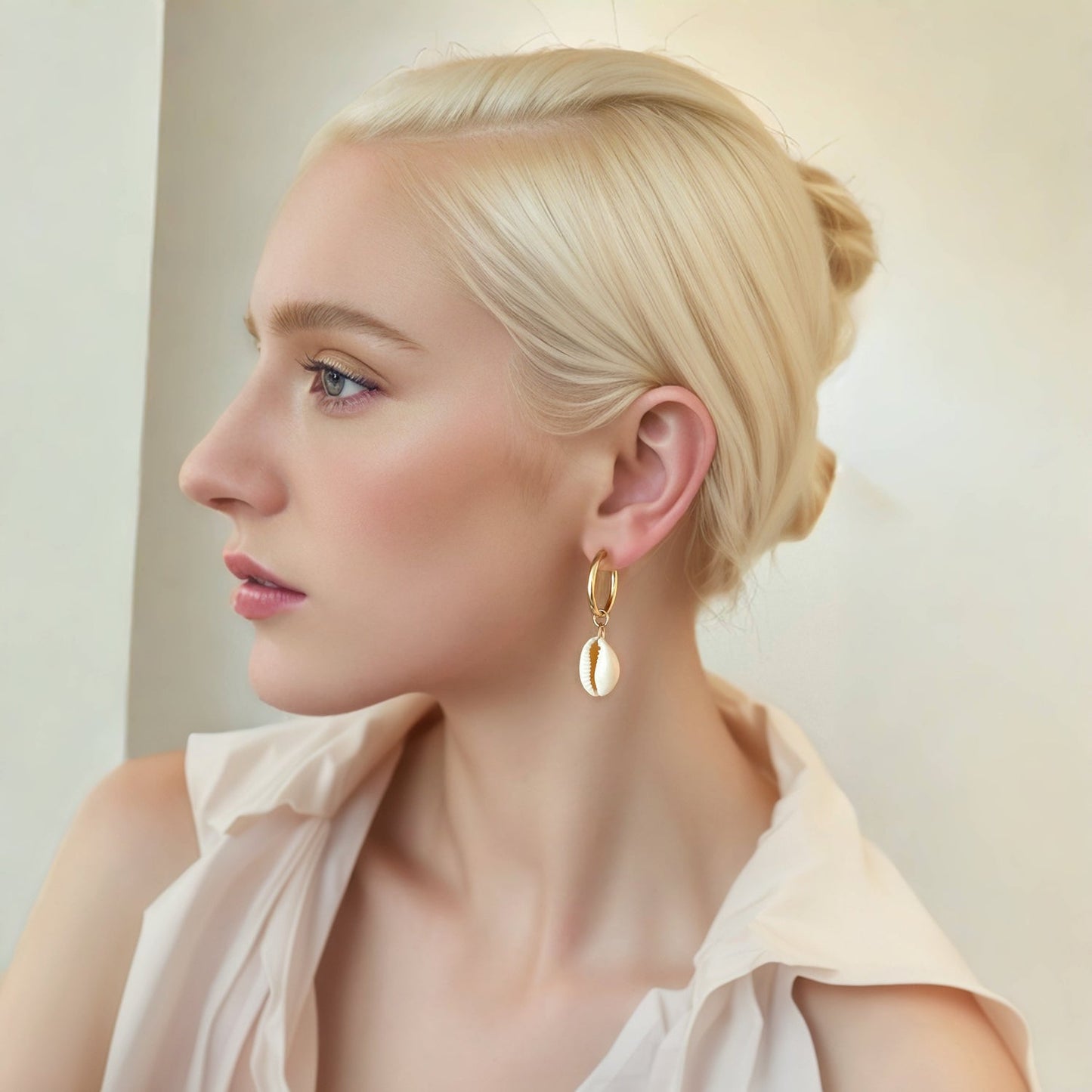 Cowrie Shell Hoop Earrings