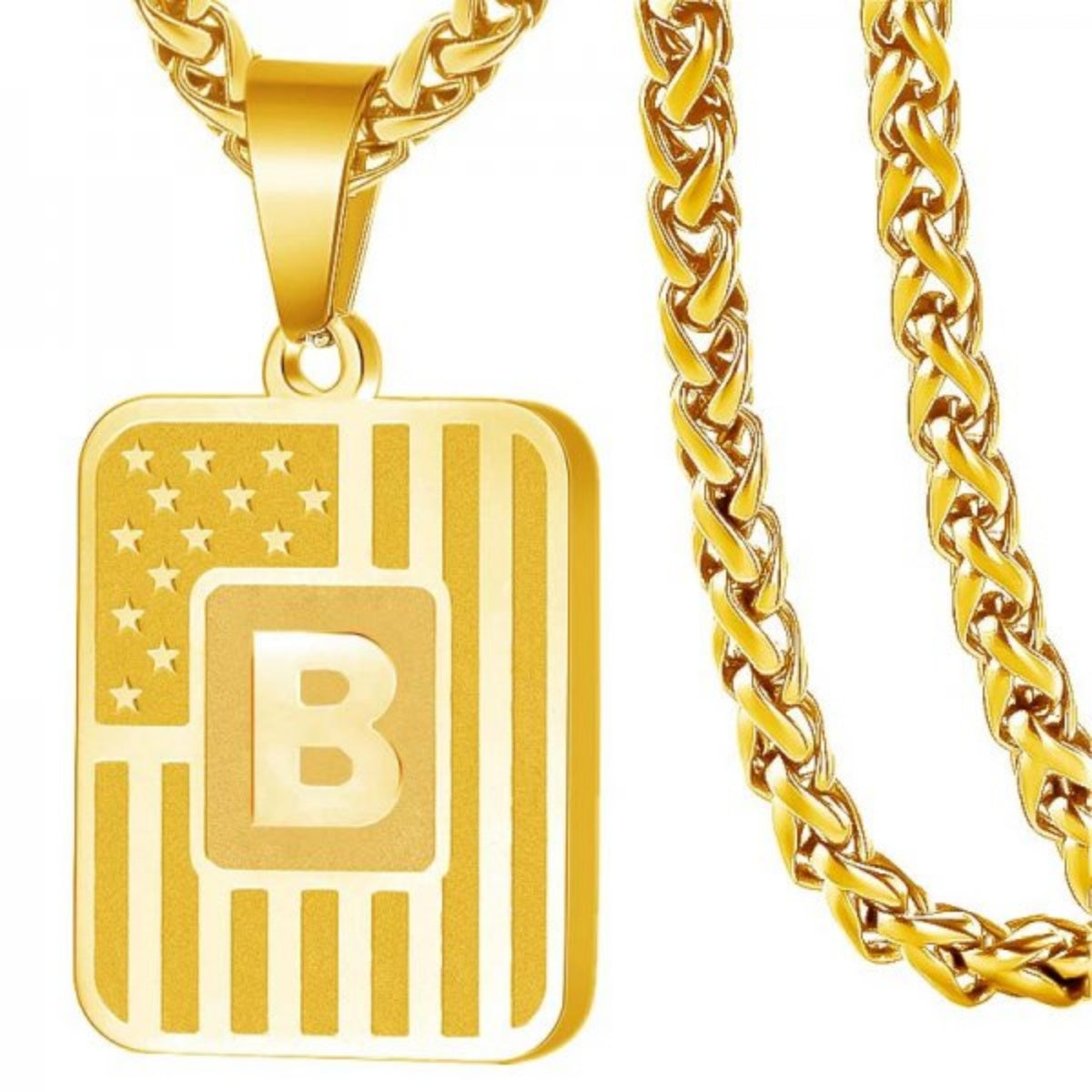 Initial Block Pendant Necklace