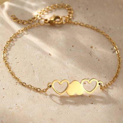 Triple Heart Link Bracelet