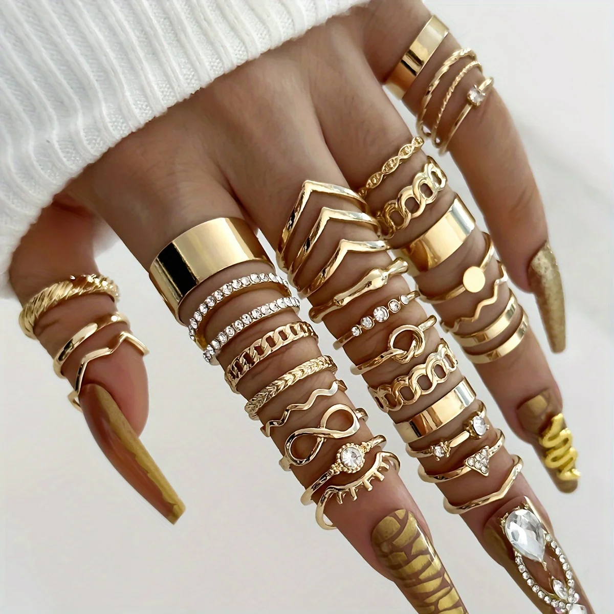28pc Gold Tone Midi & Statement Ring Set