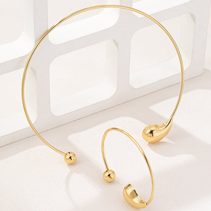 2pc Teardrop Orb Collar Jewelry Set
