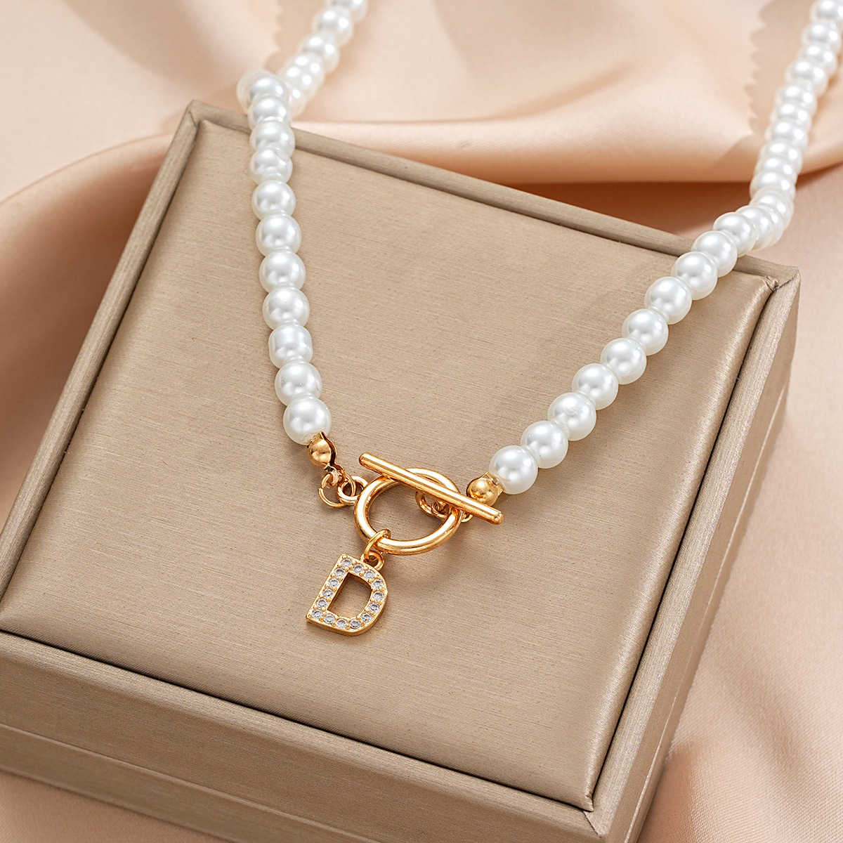 Pearl Initial Toggle Necklace