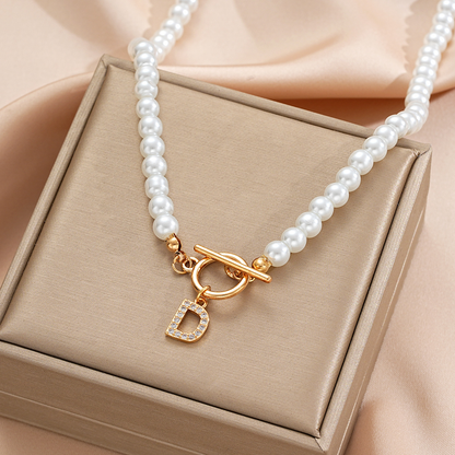 Pearl Initial Toggle Necklace