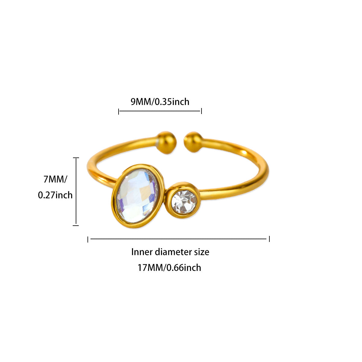 Iridescent Duo Stone Ring