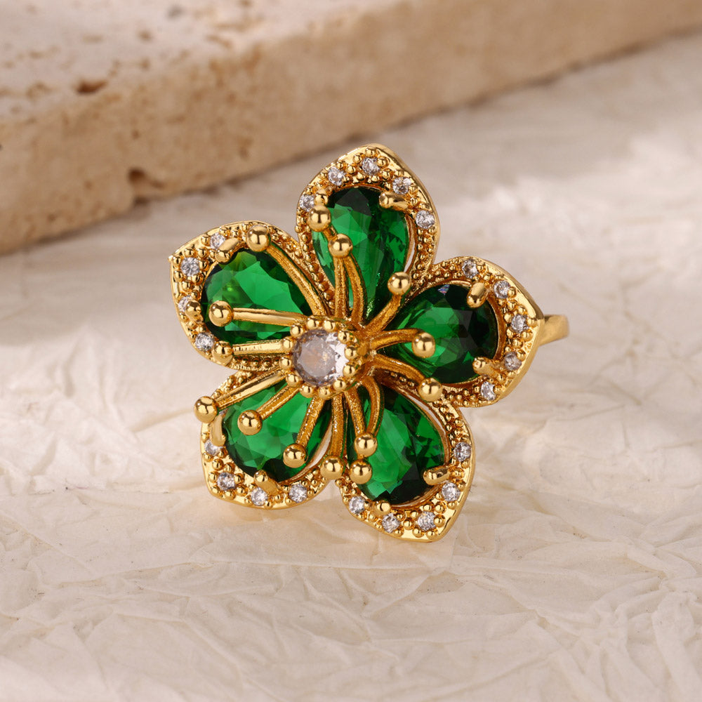 Gold Floral Adjustable Ring
