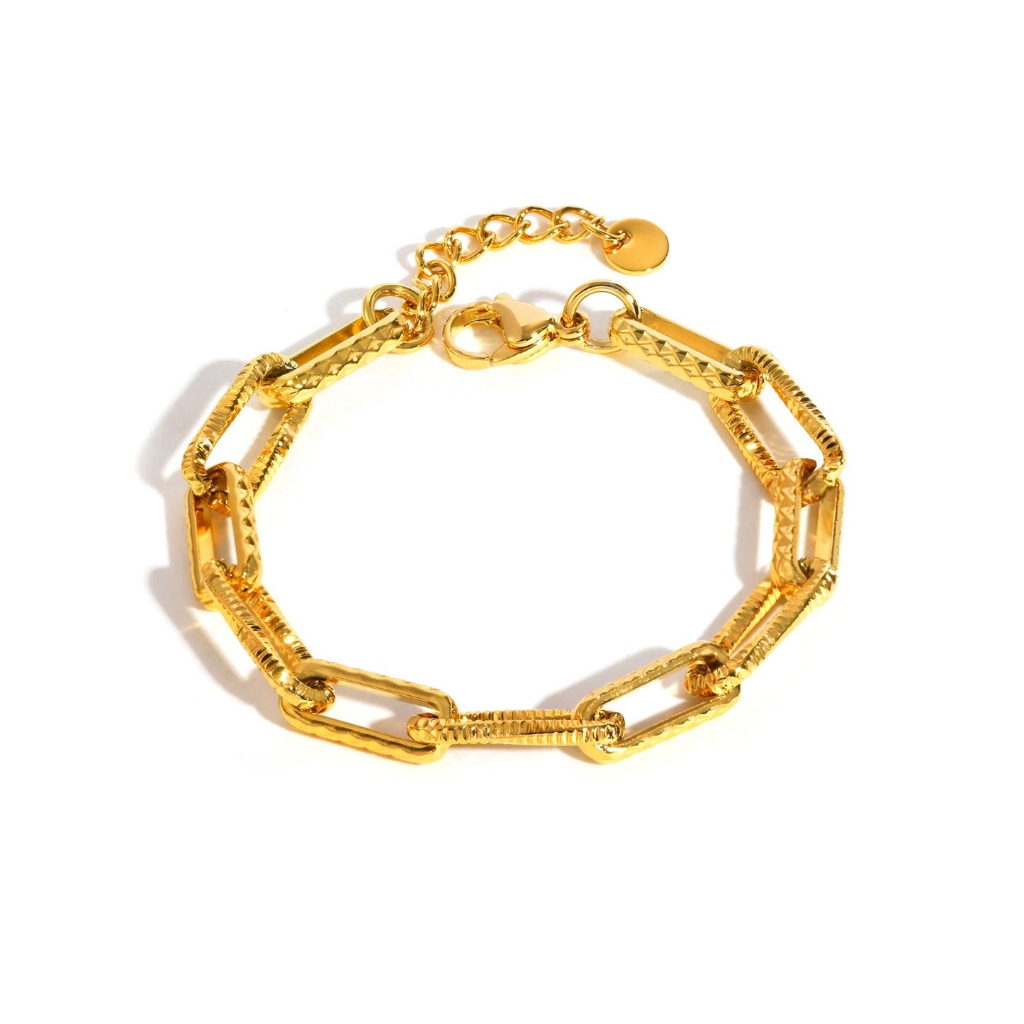 Textured Gold Link Chain Bracelet