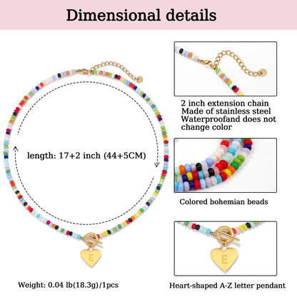 Beaded Heart Initial Pendant Necklace