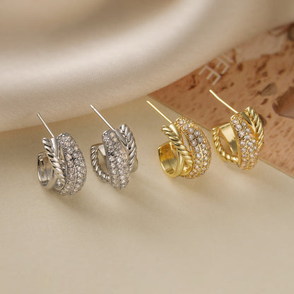 Twisted Crystal Hoop Earrings