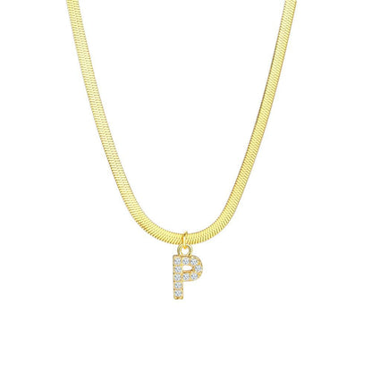 Gold Snake Chain Initial Necklace