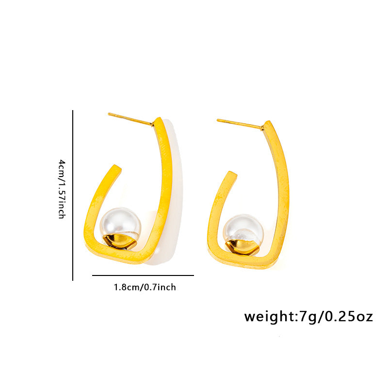 Geometric Pearl Drop Earrings