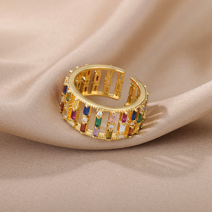 Open Gold Color Zircon Ring