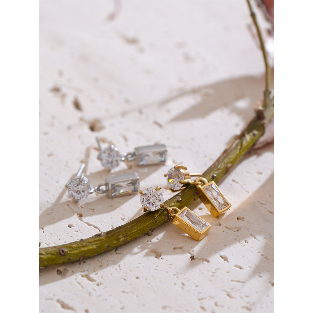 Two-Stone Crystal Drop Earrings