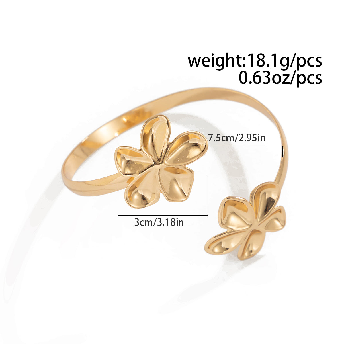 Gold Floral Arm Cuff Bracelet