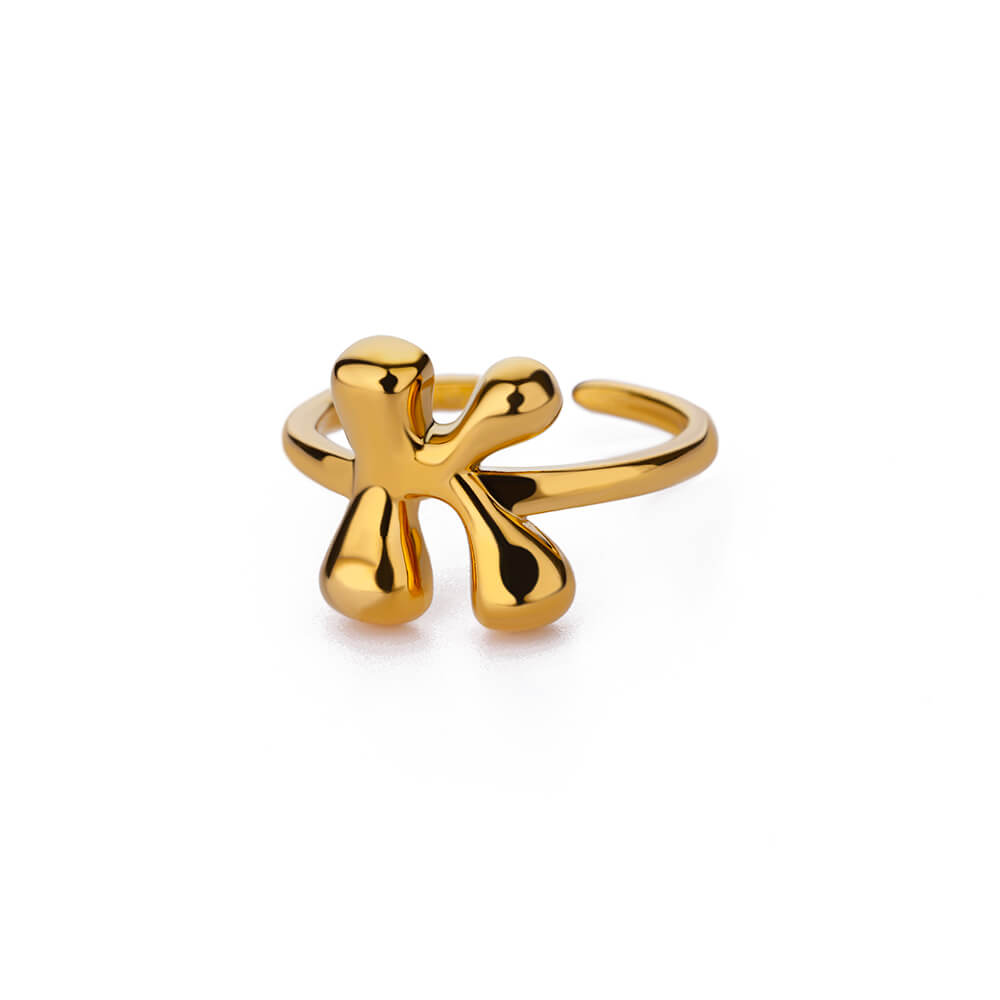 Gold Initial Statement Ring