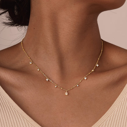 Dainty Red Gemstone Charm Necklace