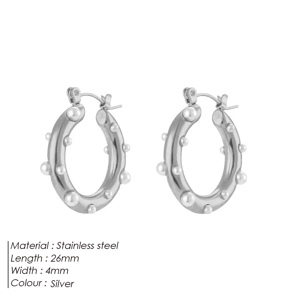 Pearl Studded Hoop Earrings