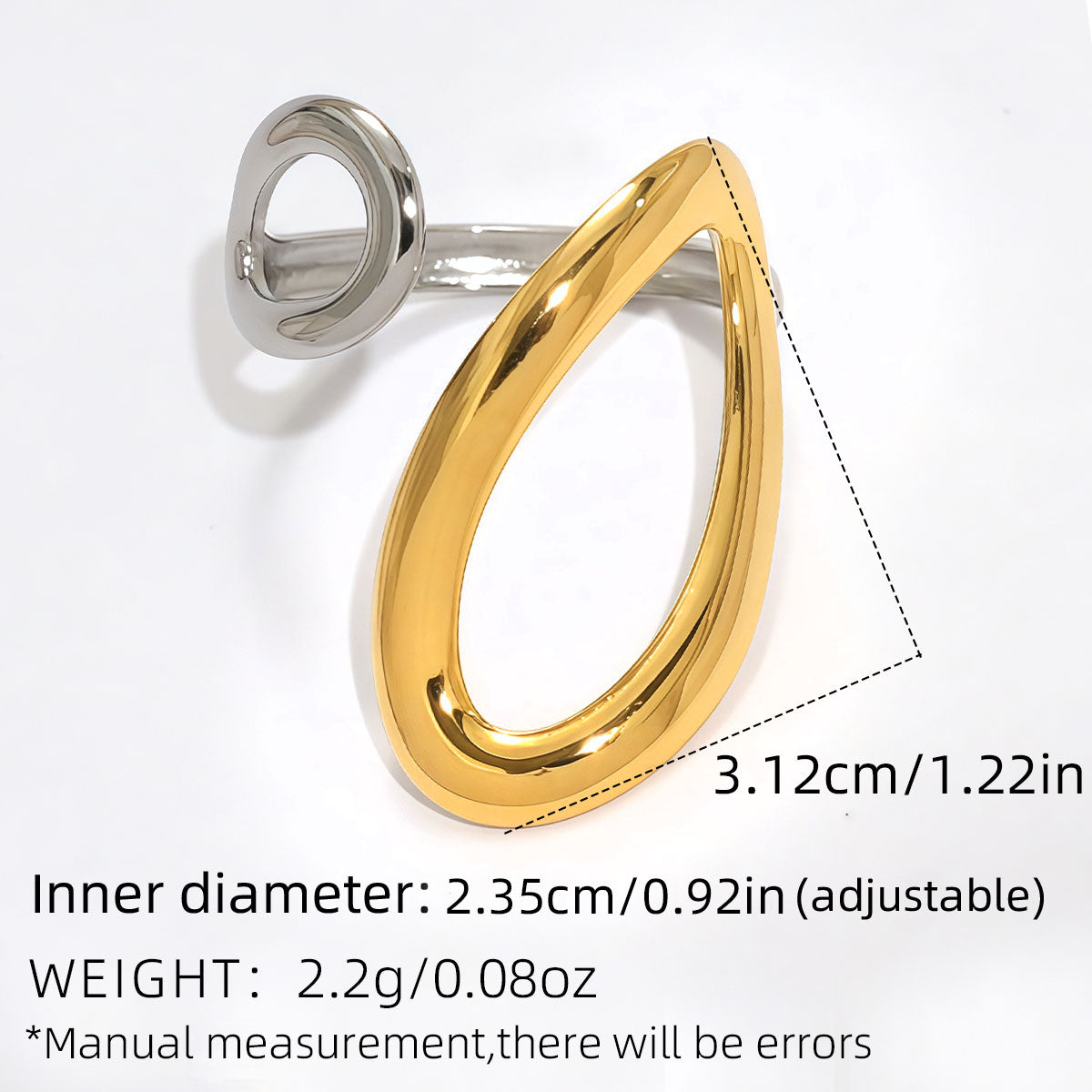 Two-Tone Waterdrop Stainless Ring