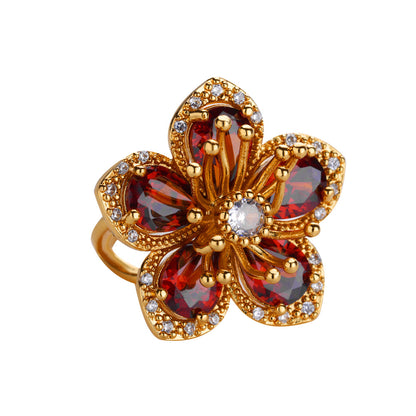 Gold Floral Adjustable Ring