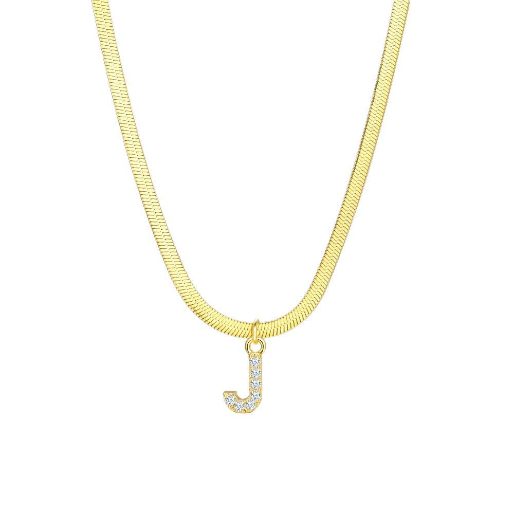 Gold Snake Chain Initial Necklace