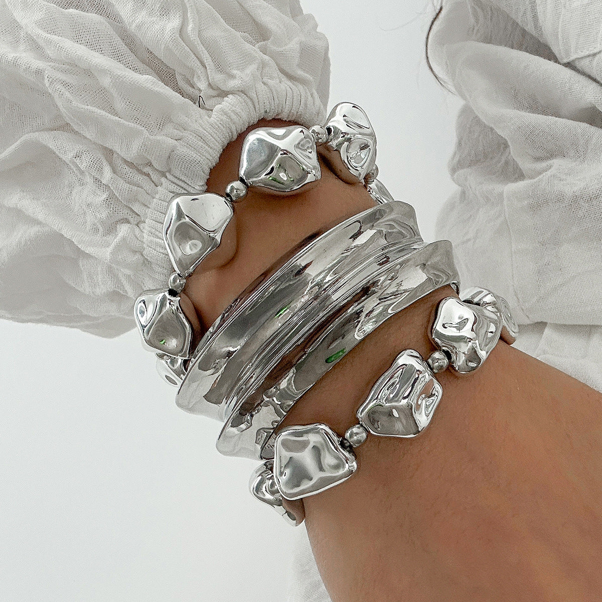 Vintage Beaded Wide Cuff Bracelet