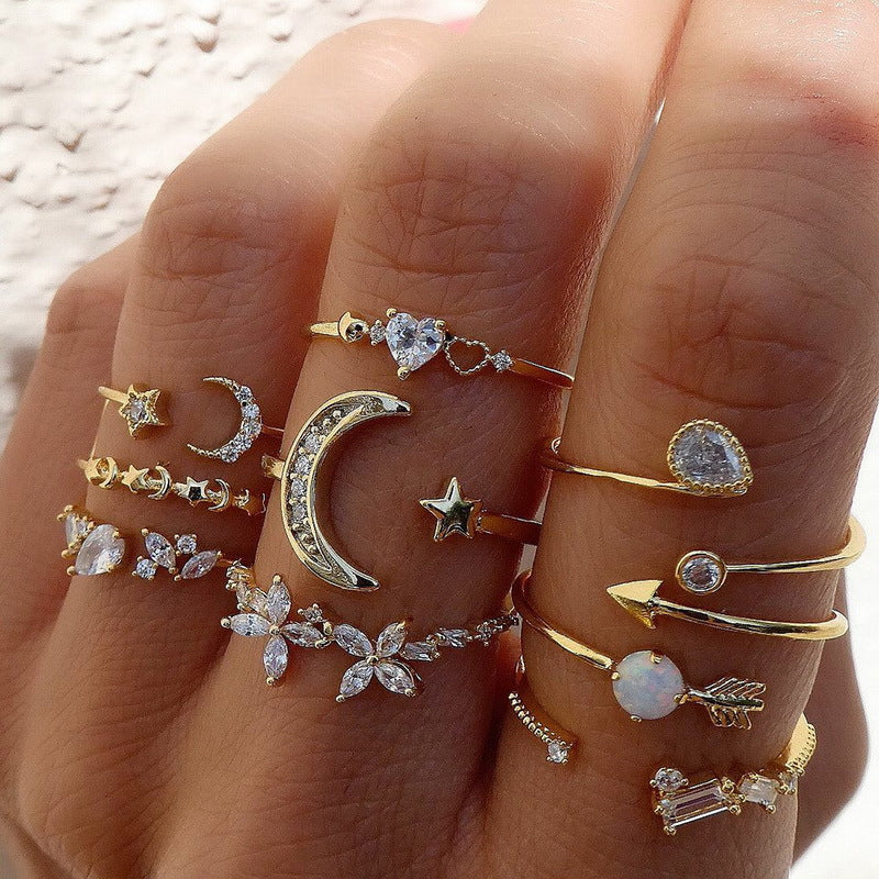 15pc Celestial Crystal Ring Set