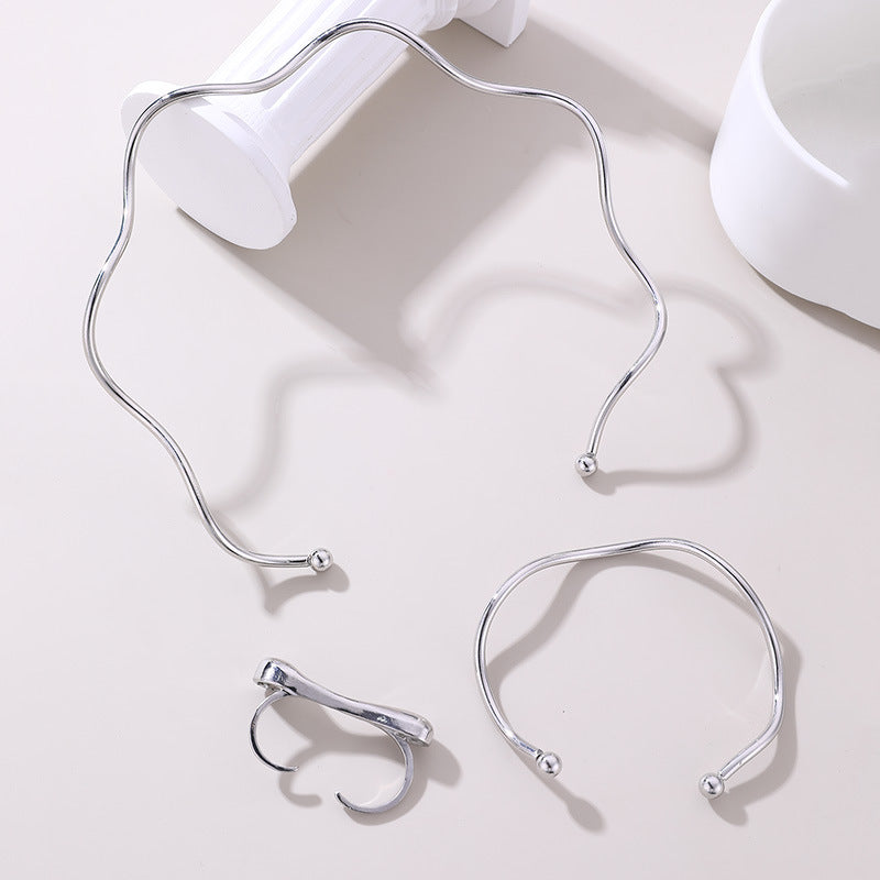 Geometric Necklace, Bracelet & Ring Set