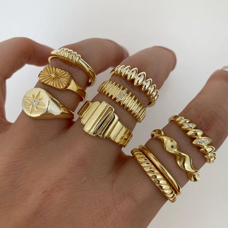 Trendy Gold Cuff Ring Set