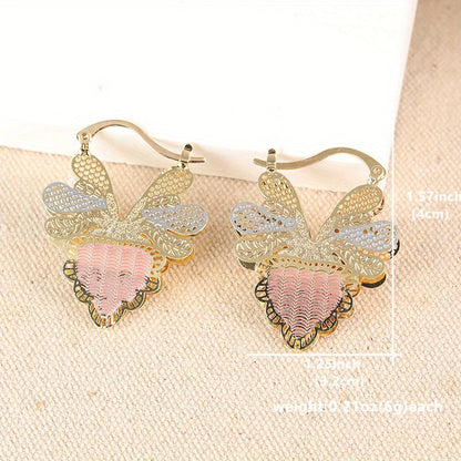 Pastel Enamel Butterfly Drop Earrings