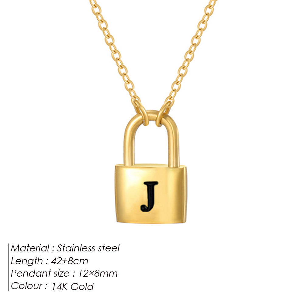Initial Padlock Pendant Necklace