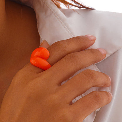 Multicolor Resin Water Drop Chunky Ring