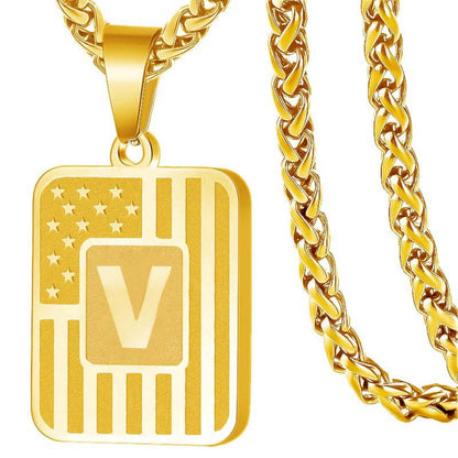 Initial Block Pendant Necklace