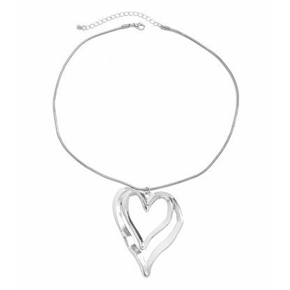 Twin Hollow Hearts Necklace