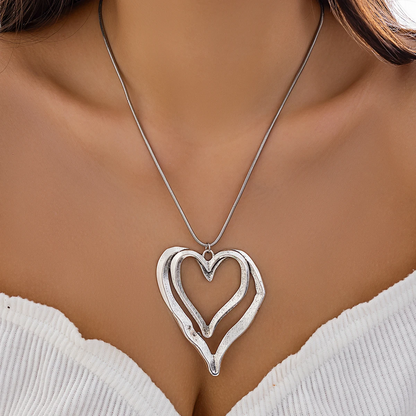 Twin Hollow Hearts Necklace