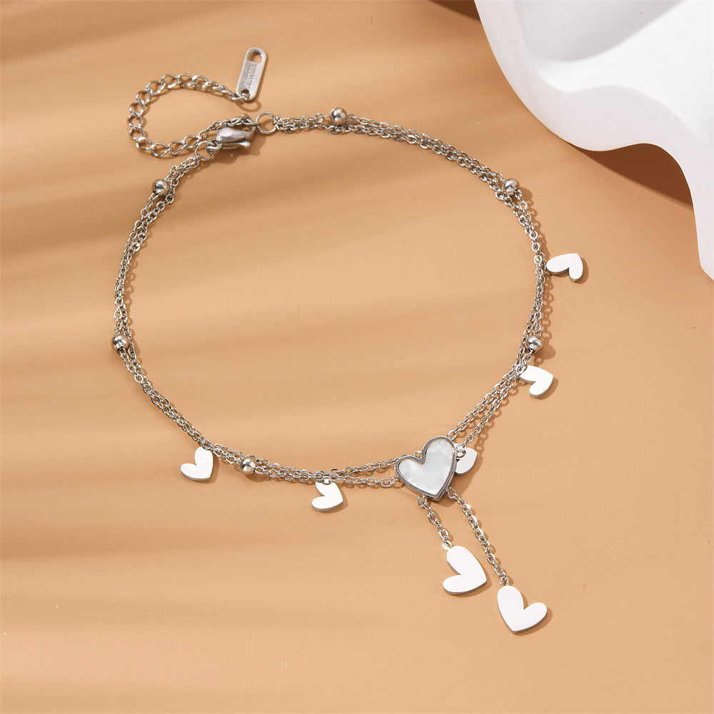 Golden Dunes Heart Charm Anklet
