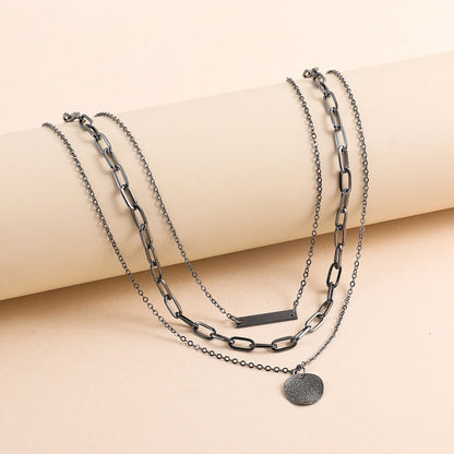 3pc Layered Chain Pendant Necklace Set