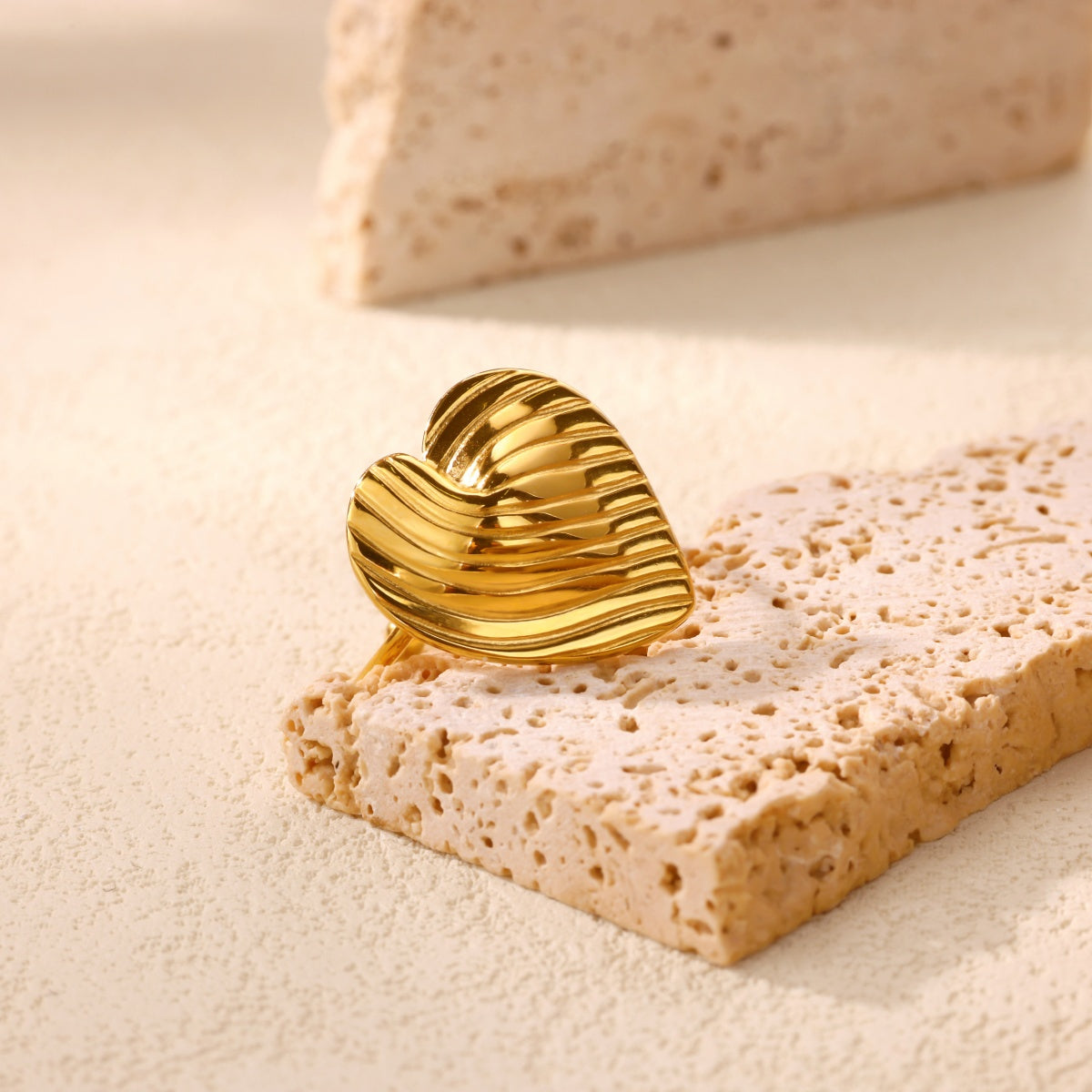 Textured Gold Heart Ring