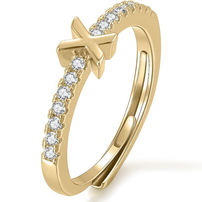 Gold Initial Letter Adjustable Ring
