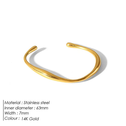 14k Gold Wave Cuff Bracelet