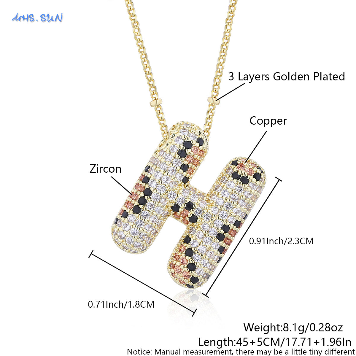 Leopard Print Bling Initial Pendant Necklace