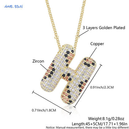 Leopard Print Bling Initial Pendant Necklace