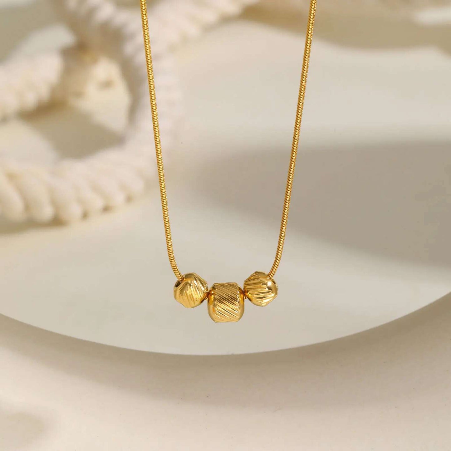Minimalist Gold Bead Pendant Necklace