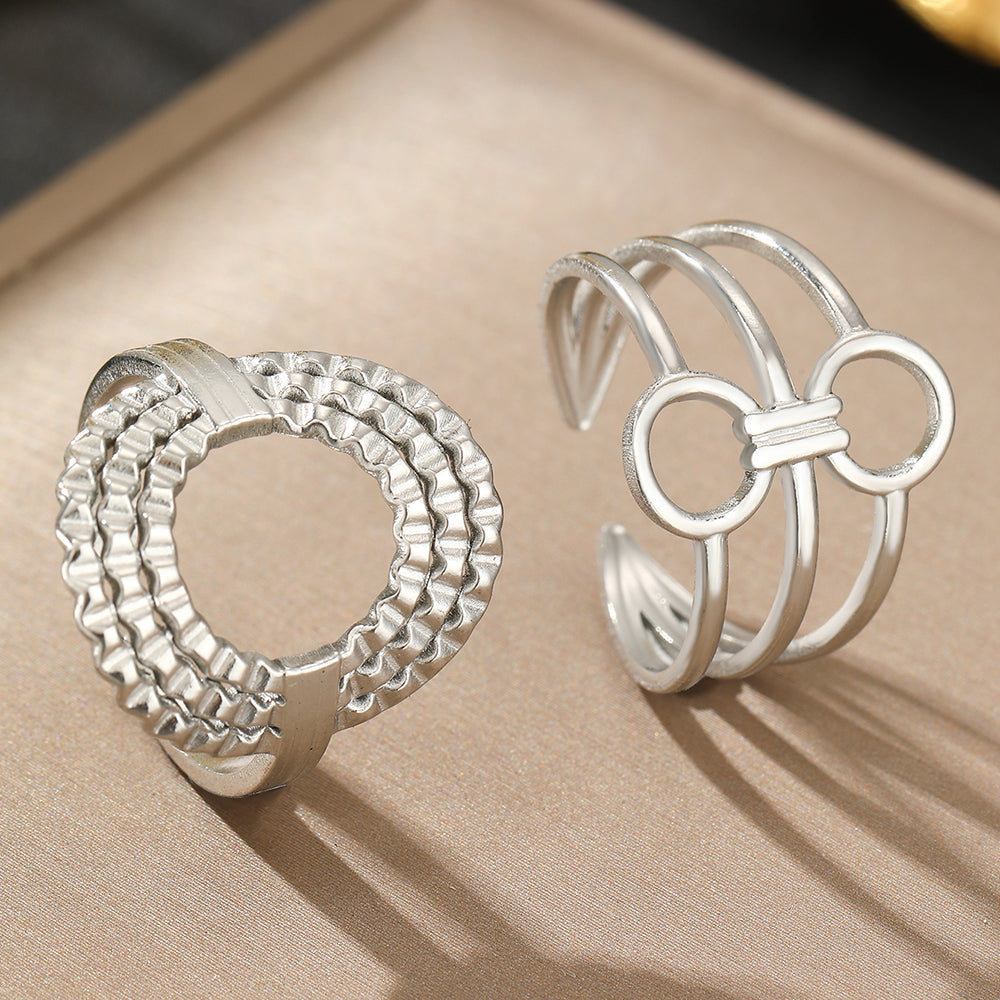 2pc Bold Geometric Ring Set