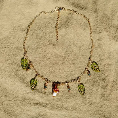 2pc Forest Mushroom Leaf Jewelry Set