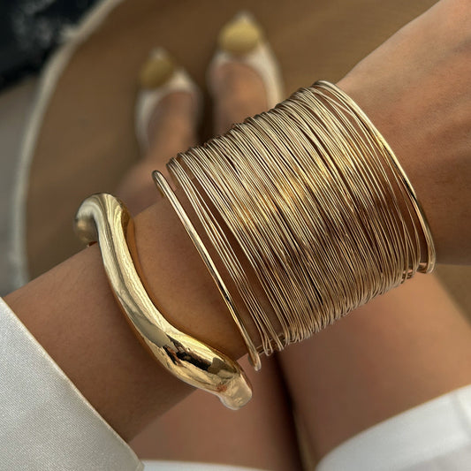 Multilayer Wire Wave Cuff Bracelet