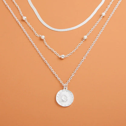 3-Layer Gold Sunflower Pendant Necklace