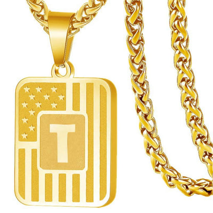 Initial Block Pendant Necklace